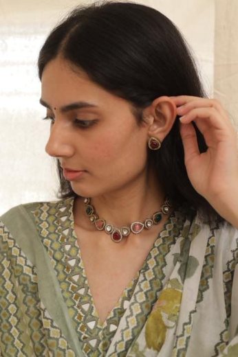 Multicolor Polki Choker Set